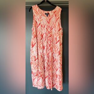Denim& Co Coral & White sundress with pockets 1X Super comfortable!